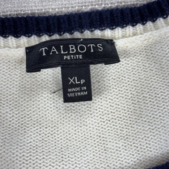 Talbots Petite XL Striped Pima Cotton Sweater Crew Neck Colorful Nautical - Picture 3 of 6